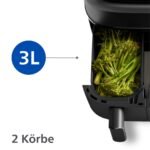 Philips Airfryer Dual Basket 3000 Series 9L – 2 Körbe NA350 – Bild 4