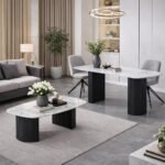 HOOZ Couchtisch Keramik Travertin-Optik 130×70 cm – Schwarz – Bild 7