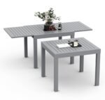 Devoko Ausziehbarer Aluminium-Gartentisch 80–160 cm Silbergrau