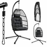 Xbro Hängesessel Polyrattan 360° Drehbar mit Gestell – Schwarz
