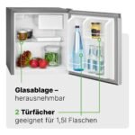 Bomann Mini-Kühlschrank 45 L mit Gefrierfach KB 7245 Inox – Bild 2