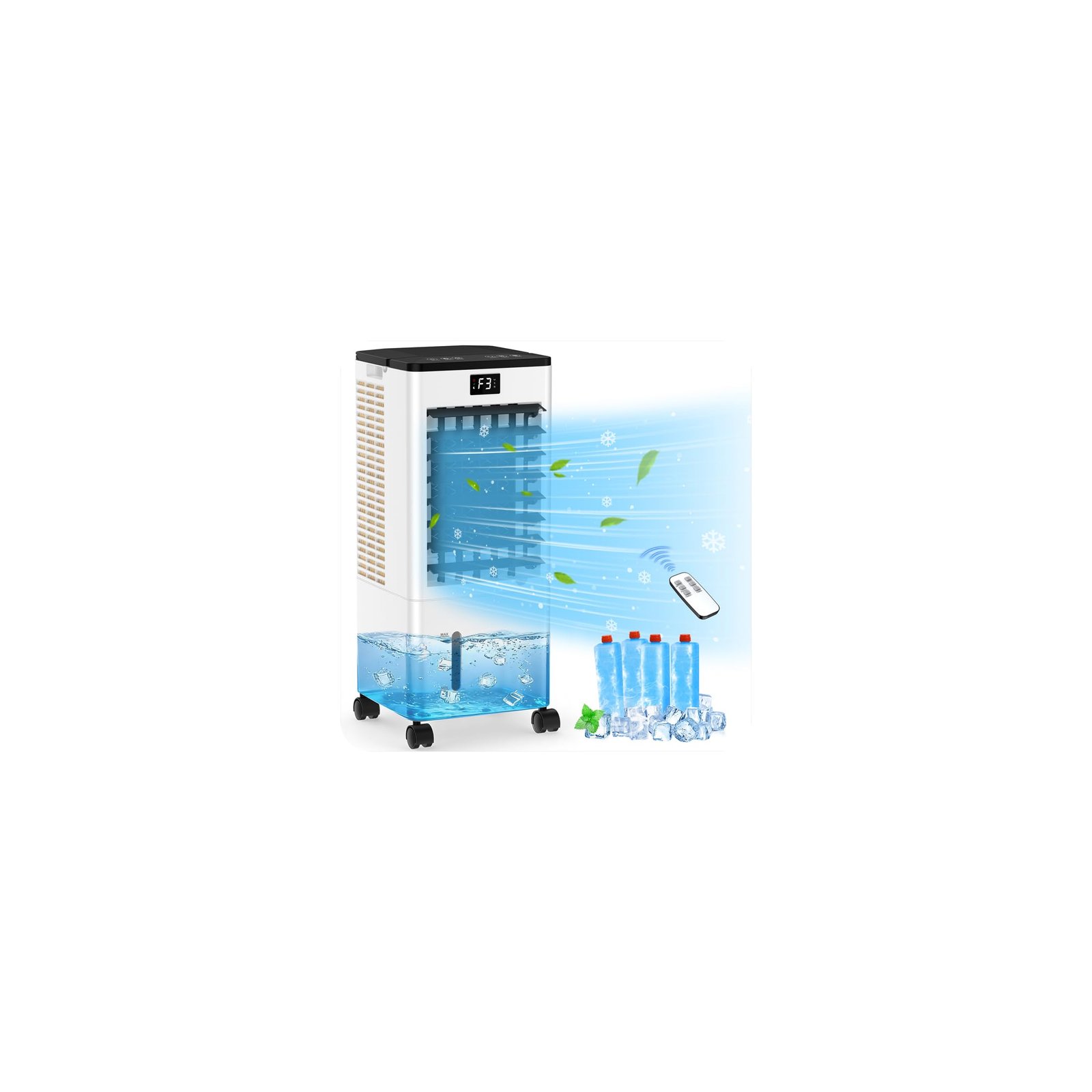 61U-qb58ckL Kidali Mobiler Verdunstungskühler 60W 8L Turmventilator schlauchlos – Bild 1