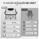LARMNEE Campingsofa Faltbar 2 Personen bis 200 kg Grau – Bild 7