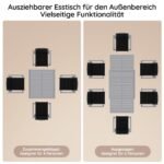 Devoko Ausziehbarer Aluminium-Gartentisch 80–160 cm Silbergrau – Bild 4