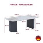 HOOZ Couchtisch Keramik Travertin-Optik 130×70 cm – Schwarz – Bild 2