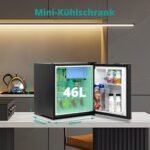 SMETA 48L Mini Kühlschrank, Klein Kühlschrank Leiser, Getränkekühlschrank 6-Stufen Thermostat 0-10°C, 39dB,mit wechselbarem Türanschlag für Zuhause Büro Camping Schlafzimmer, Schwarz – Bild 2