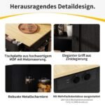 DRIXNO Kücheninsel 151 cm mit Steckdose & Holzoptik Schwarz – Bild 3