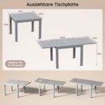 Devoko Ausziehbarer Aluminium-Gartentisch 80–160 cm Silbergrau – Bild 5