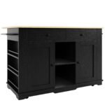 DRIXNO Kücheninsel 151 cm mit Steckdose & Holzoptik Schwarz – Bild 8