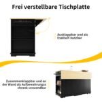DRIXNO Kücheninsel 151 cm mit Steckdose & Holzoptik Schwarz – Bild 6