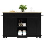 DRIXNO Kücheninsel 151 cm mit Steckdose & Holzoptik Schwarz – Bild 7