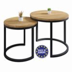 Lumarc Modena Couchtisch 2er-Set – Massiveiche & Schwarzstahl