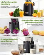 LINKChef Slow Juicer 250W 130mm Einfüllöffnung 1,8L BPA-frei – Bild 5