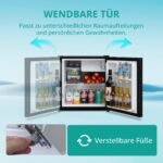 SMETA 48L Mini Kühlschrank, Klein Kühlschrank Leiser, Getränkekühlschrank 6-Stufen Thermostat 0-10°C, 39dB,mit wechselbarem Türanschlag für Zuhause Büro Camping Schlafzimmer, Schwarz – Bild 3