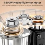 YASHE Küchenmaschine 1500W Dual-Bowl Edelstahl 4,5+5L – Bild 3