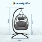 Hängesessel mit Metallgestell bis 150 kg – Rattan Outdoor Grau – Bild 6