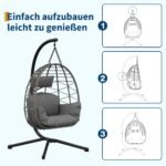 Hängesessel mit Metallgestell bis 150 kg – Rattan Outdoor Grau – Bild 5