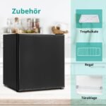 SMETA 48L Mini Kühlschrank, Klein Kühlschrank Leiser, Getränkekühlschrank 6-Stufen Thermostat 0-10°C, 39dB,mit wechselbarem Türanschlag für Zuhause Büro Camping Schlafzimmer, Schwarz – Bild 6