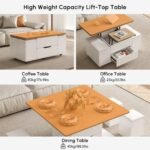 Homary Couchtisch Höhenverstellbar 3-in-1 – Weiß & Natur – Bild 6