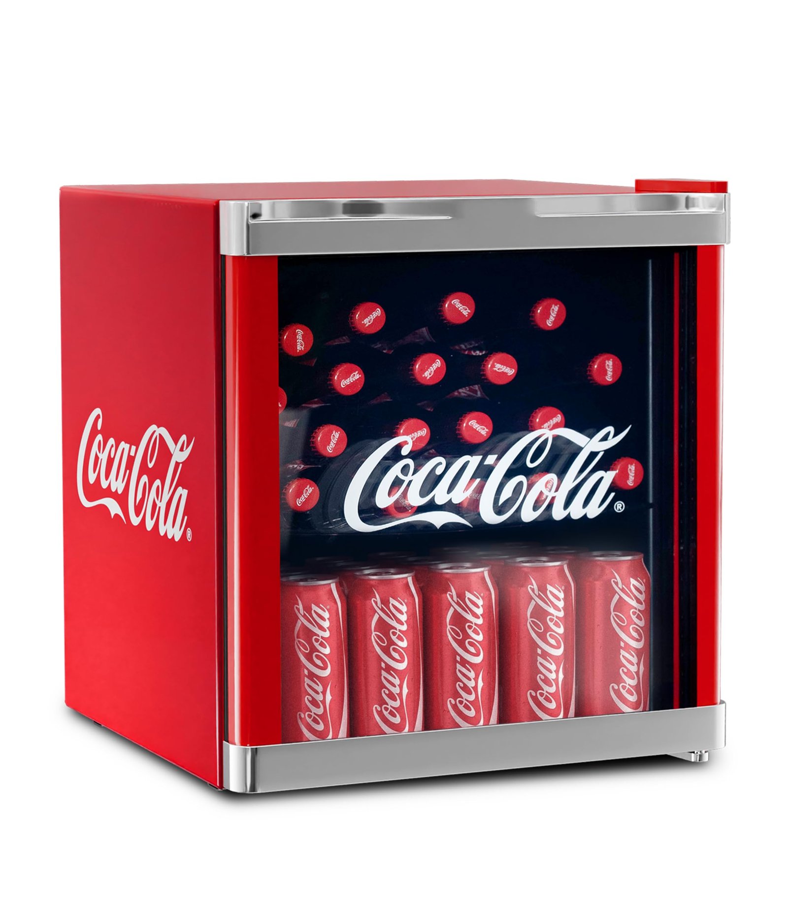 71ZJuDuL4OL CUBES Coca-Cola Mini-Kühlschrank 48L Rot mit Glastür – Bild 1