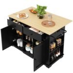 DRIXNO Kücheninsel 151 cm mit Steckdose & Holzoptik Schwarz – Bild 5
