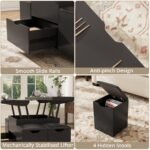 VOWNER Couchtisch Höhenverstellbar 3-in-1 mit 4 Hockern – Bild 8