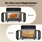 XXL Heißluftfritteuse 23L Mini-Backofen 2600W Dual Zone – Bild 4