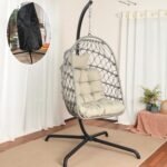 LKINBO Polyrattan Hängesessel mit Gestell bis 195 kg Grau