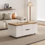 Homary Couchtisch Höhenverstellbar 3-in-1 – Weiß & Natur – Bild 3