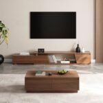 Homary Couchtisch Nussbaum 120 cm – 4 Schubladen Mid-Century – Bild 9