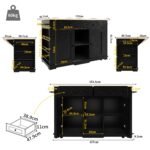 DRIXNO Kücheninsel 151 cm mit Steckdose & Holzoptik Schwarz – Bild 2