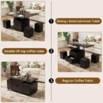 VOWNER Couchtisch Höhenverstellbar 3-in-1 mit 4 Hockern – Bild 5
