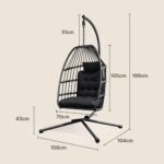 Xbro Hängesessel Polyrattan 360° Drehbar mit Gestell – Schwarz – Bild 3