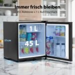 Techomey Minikühlschrank 46L – Leise 39dB, Schwarz – Bild 3