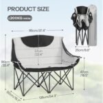 LARMNEE Campingsofa Faltbar 2 Personen bis 200 kg Grau – Bild 3