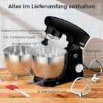YASHE Küchenmaschine 1500W Dual-Bowl Edelstahl 4,5+5L – Bild 8