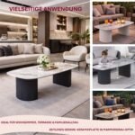 HOOZ Couchtisch Keramik Travertin-Optik 130×70 cm – Schwarz – Bild 3