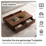 Homary Couchtisch Nussbaum 120 cm – 4 Schubladen Mid-Century – Bild 5