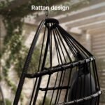 Xbro Hängesessel Polyrattan 360° Drehbar mit Gestell – Schwarz – Bild 6