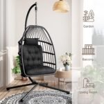 Xbro Hängesessel Polyrattan 360° Drehbar mit Gestell – Schwarz – Bild 4