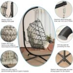LKINBO Polyrattan Hängesessel mit Gestell bis 195 kg Grau – Bild 5