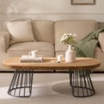 Cagnolier Couchtisch Holz Jahresrad Ø120×60 cm Metallbeine