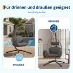Hängesessel mit Metallgestell bis 150 kg – Rattan Outdoor Grau – Bild 7