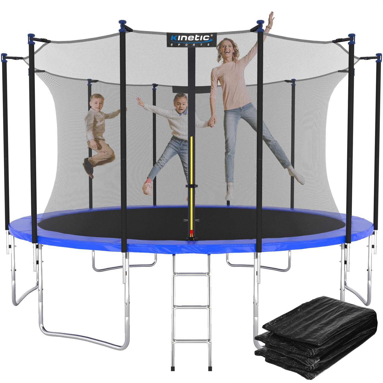 81N-iUF-5eL KINETIC SPORTS Trampolin Outdoor Ø 366 cm Salto Plus Blau – Bild 1