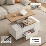Homary Couchtisch Höhenverstellbar 3-in-1 – Weiß & Natur – Bild 7