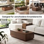 Homary Couchtisch Nussbaum 120 cm – 4 Schubladen Mid-Century – Bild 8