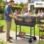 Outsunny Holzkohlegrill mit 2 Grillzonen & Grillwagen – Schwarz – Bild 2