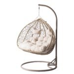 Mirjan24 Torn Hängesessel 2-Sitzer Polyrattan mit Gestell Beige – Bild 2