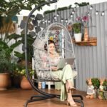 LKINBO Polyrattan Hängesessel mit Gestell bis 195 kg Grau – Bild 7