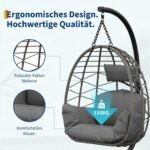 Hängesessel mit Metallgestell bis 150 kg – Rattan Outdoor Grau – Bild 3